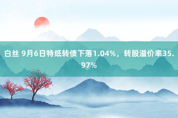 白丝 9月6日特纸转债下落1.04%，转股溢价率35.97%