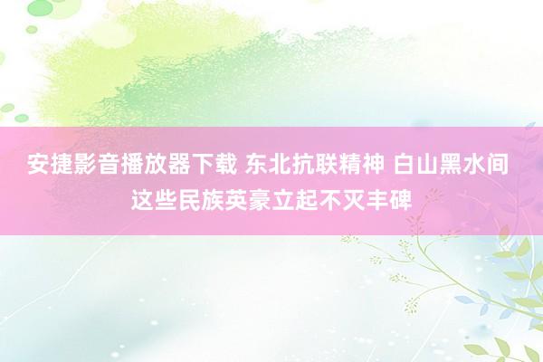 安捷影音播放器下载 东北抗联精神 白山黑水间 这些民族英豪立起不灭丰碑