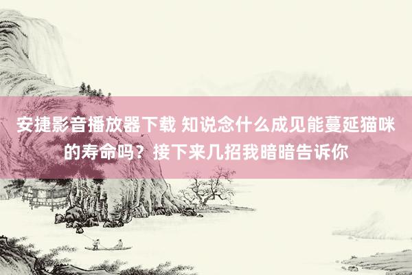 安捷影音播放器下载 知说念什么成见能蔓延猫咪的寿命吗？接下来几招我暗暗告诉你