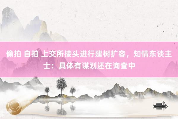 偷拍 自拍 上交所接头进行建树扩容，知情东谈主士：具体有谋划还在询查中