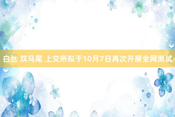 白丝 双马尾 上交所拟于10月7日再次开展全网测试