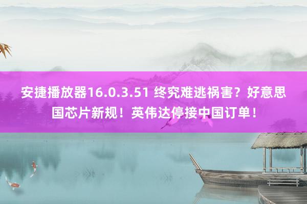 安捷播放器16.0.3.51 终究难逃祸害？好意思国芯片新规！英伟达停接中国订单！