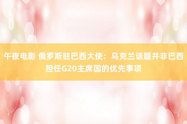 午夜电影 俄罗斯驻巴西大使：乌克兰话题并非巴西担任G20主席国的优先事项