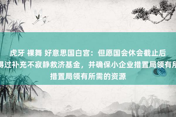 虎牙 裸舞 好意思国白宫：但愿国会休会截止后，梗概信得过补充不寂静救济基金，并确保小企业措置局领有所需的资源