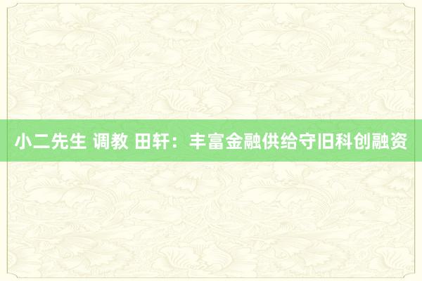 小二先生 调教 田轩：丰富金融供给守旧科创融资