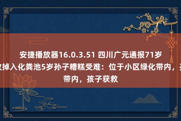 安捷播放器16.0.3.51 四川广元通报71岁爷爷营救掉入化粪池5岁孙子糟糕受难：位于小区绿化带内，孩子获救