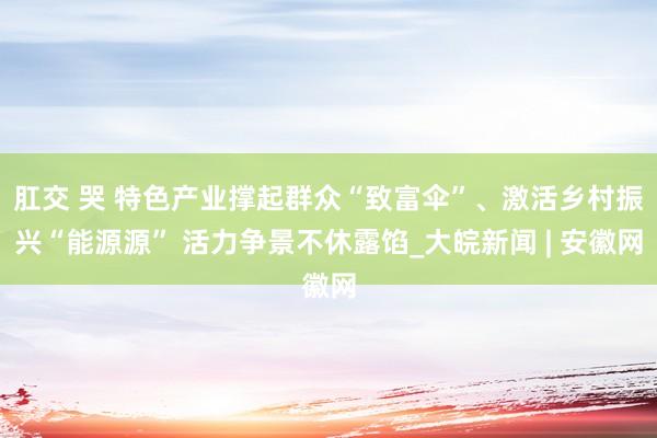 肛交 哭 特色产业撑起群众“致富伞”、激活乡村振兴“能源源” 活力争景不休露馅_大皖新闻 | 安徽网