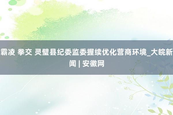 霸凌 拳交 灵璧县纪委监委握续优化营商环境_大皖新闻 | 安徽网