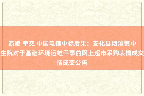 霸凌 拳交 中国电信中标后果：安化县烟溪镇中心卫生院对于基础环境运维干事的网上超市采购表情成交公告