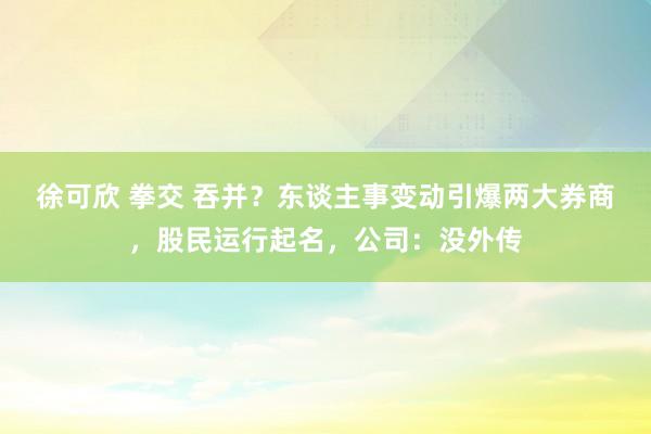 徐可欣 拳交 吞并？东谈主事变动引爆两大券商，股民运行起名，公司：没外传