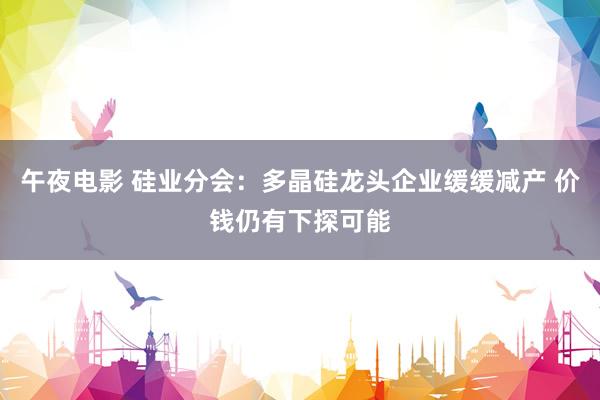 午夜电影 硅业分会：多晶硅龙头企业缓缓减产 价钱仍有下探可能