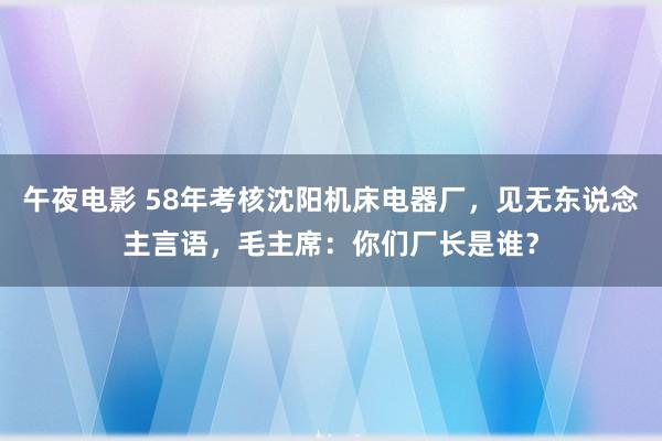 午夜电影 58年考核沈阳机床电器厂，见无东说念主言语，毛主席：你们厂长是谁？