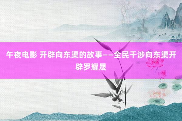 午夜电影 开辟向东渠的故事——全民干涉向东渠开辟罗耀晟