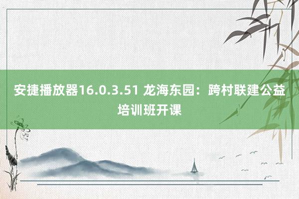 安捷播放器16.0.3.51 龙海东园：跨村联建公益培训班开课