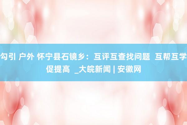 勾引 户外 怀宁县石镜乡：互评互查找问题  互帮互学促提高  _大皖新闻 | 安徽网