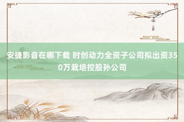 安捷影音在哪下载 时创动力全资子公司拟出资350万栽培控股孙公司