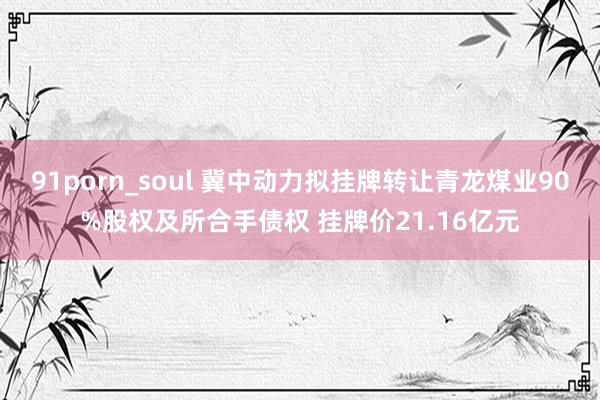 91porn_soul 冀中动力拟挂牌转让青龙煤业90%股权及所合手债权 挂牌价21.16亿元