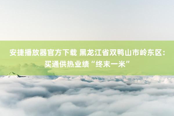 安捷播放器官方下载 黑龙江省双鸭山市岭东区：买通供热业绩“终末一米”