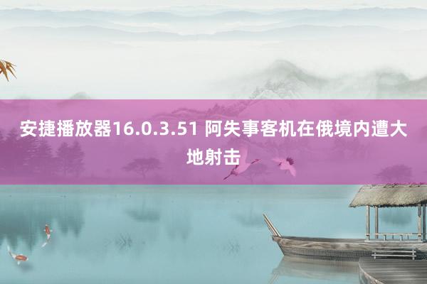 安捷播放器16.0.3.51 阿失事客机在俄境内遭大地射击