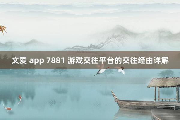 文爱 app 7881 游戏交往平台的交往经由详解