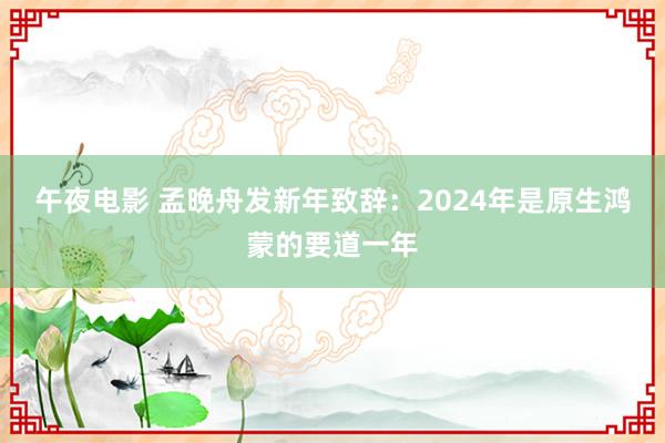 午夜电影 孟晚舟发新年致辞：2024年是原生鸿蒙的要道一年