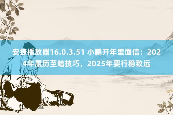 安捷播放器16.0.3.51 小鹏开年里面信：2024年履历至暗技巧，2025年要行稳致远