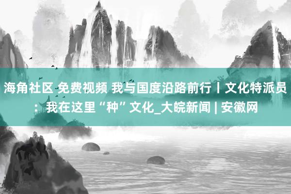 海角社区 免费视频 我与国度沿路前行丨文化特派员：我在这里“种”文化_大皖新闻 | 安徽网