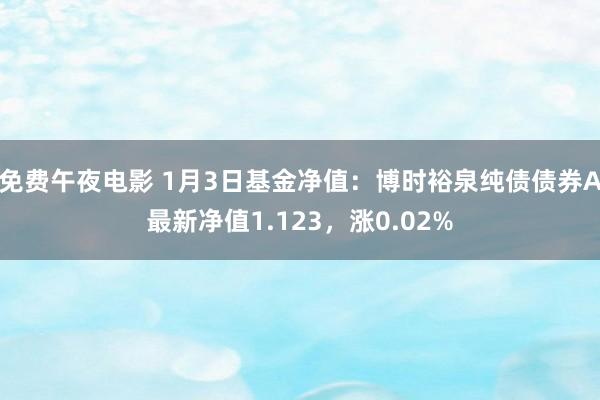 免费午夜电影 1月3日基金净值：博时裕泉纯债债券A最新净值1.123，涨0.02%