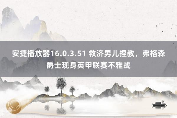 安捷播放器16.0.3.51 救济男儿捏教，弗格森爵士现身英甲联赛不雅战