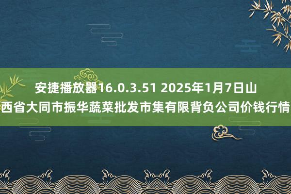 安捷播放器16.0.3.51 2025年1月7日山西省大同市振华蔬菜批发市集有限背负公司价钱行情