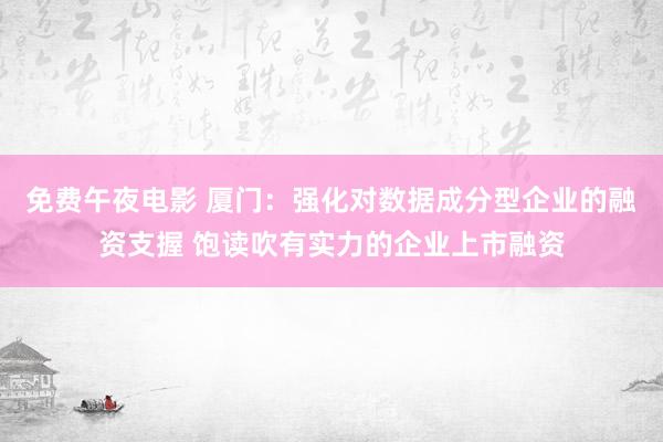 免费午夜电影 厦门：强化对数据成分型企业的融资支握 饱读吹有实力的企业上市融资