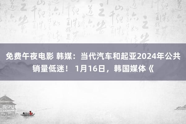 免费午夜电影 韩媒：当代汽车和起亚2024年公共销量低迷！ 1月16日，韩国媒体《